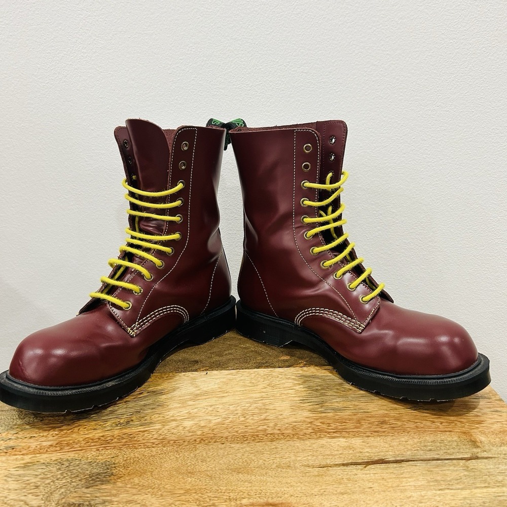 Solovair ''Southerner'' 11 Eye Steel Toe Derby Boot Men's Size 12 Burgundy NWOB